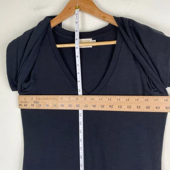 Nation Ltd Danika Dress Size M Black Cotton VNeck Puff Sleeve Mini Shift Casual