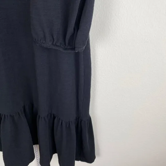 Nation Ltd Danika Dress Size M Black Cotton VNeck Puff Sleeve Mini Shift Casual
