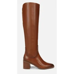 Naturalizer 27 EDIT Knee High Boots Size 6 Brown Leather Square Toe Block Heel