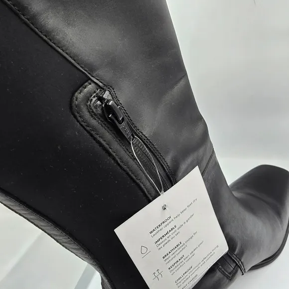 Naturalizer Weatherproof Axel 2 Leather Boots Knee High Wide Calf Black 12W