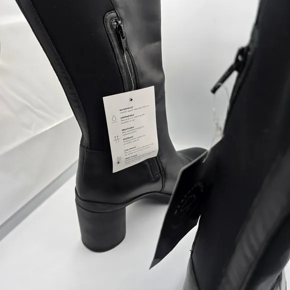 Naturalizer Weatherproof Axel 2 Leather Boots Knee High Wide Calf Black 12W