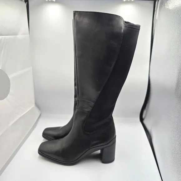 Naturalizer Weatherproof Axel 2 Leather Boots Knee High Wide Calf Black 12W