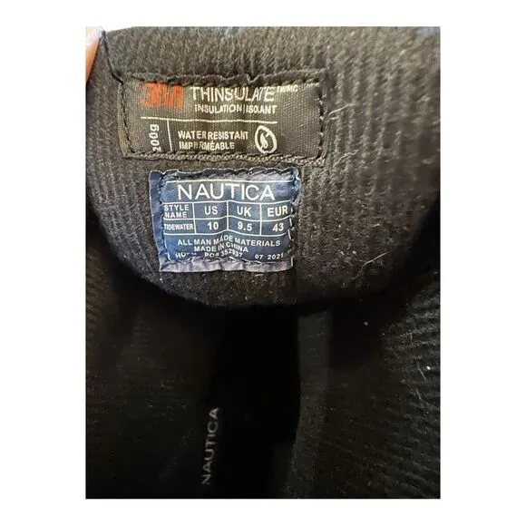 Nautica Tidewater Front Zip Men's Insulated 3M Thinsulate Boots. Size 10 New