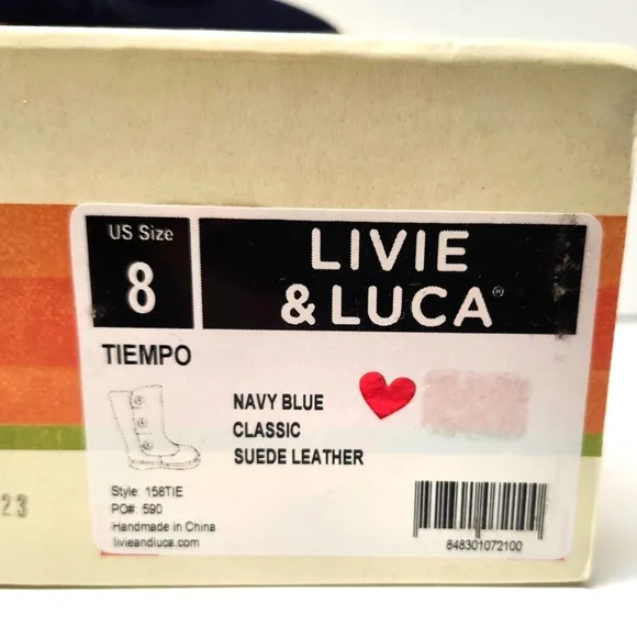 Navy Blue Suede Leather Zippered Boots by Livie &amp; Luca