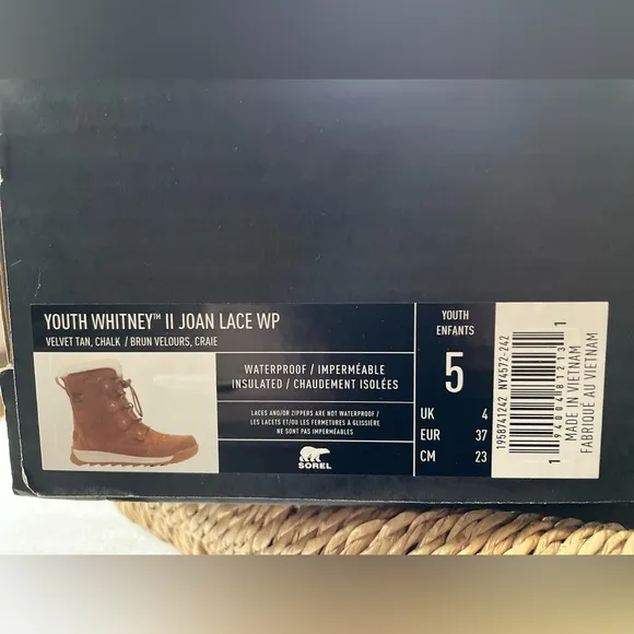 NET Sorel Youth Whitney II Joan Lace Winter Boots Tan 5