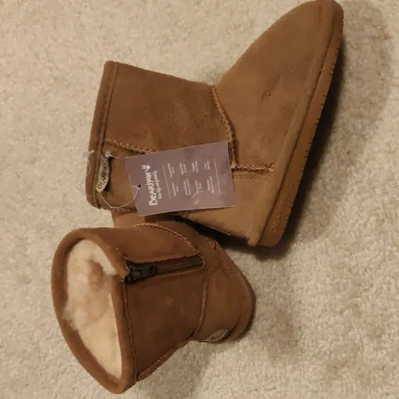 New! BEARPAW Emma Toddler Boot wool blend Classic Suede with Zipper Kid's sz 10