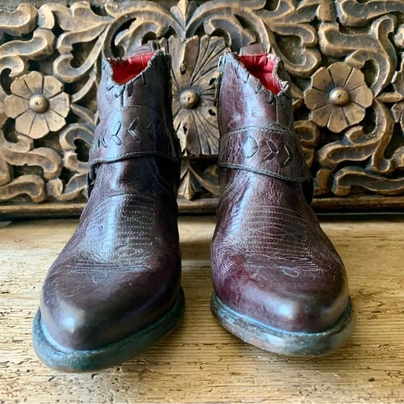 New BED STU Bedstu Tania Teak Rustic Western Harness Leather Ankle Boots 9 /40