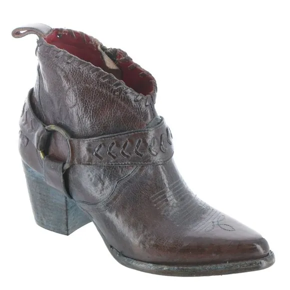 New BED STU Bedstu Tania Teak Rustic Western Harness Leather Ankle Boots 9 /40