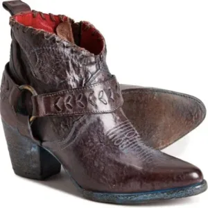 New BED STU Bedstu Tania Teak Rustic Western Harness Leather Ankle Boots 9 /40