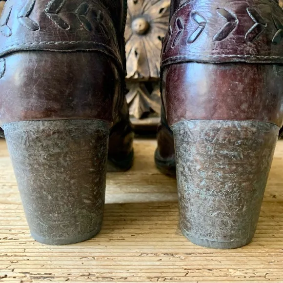 New BED STU Bedstu Tania Teak Rustic Western Harness Leather Ankle Boots 9 /40