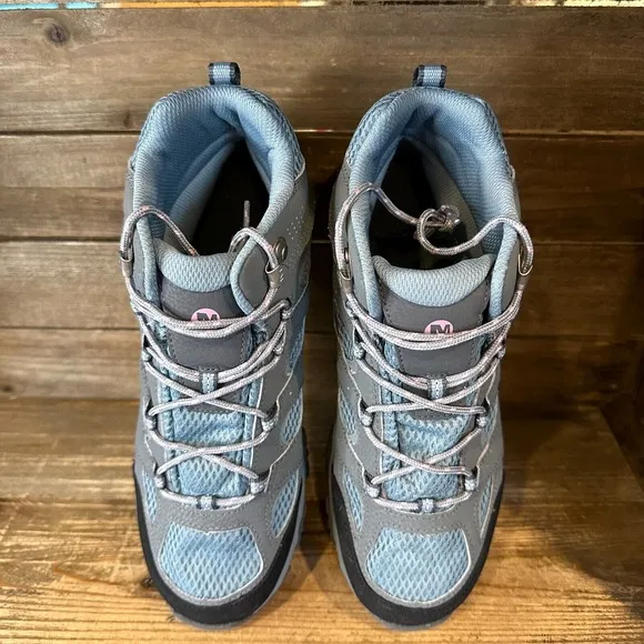 New Big Kids Merrell Moab 3 Mid Gray Waterproof Ankle Hiking Boots Size 7 Y
