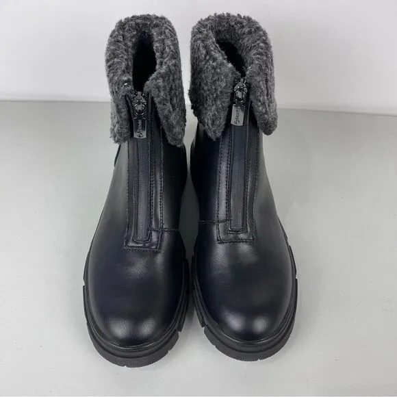NEW Blondo Plaka Black Leather Winter Boots Lug Sole Waterproof Women's Size 8.5