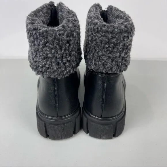 NEW Blondo Plaka Black Leather Winter Boots Lug Sole Waterproof Women's Size 8.5