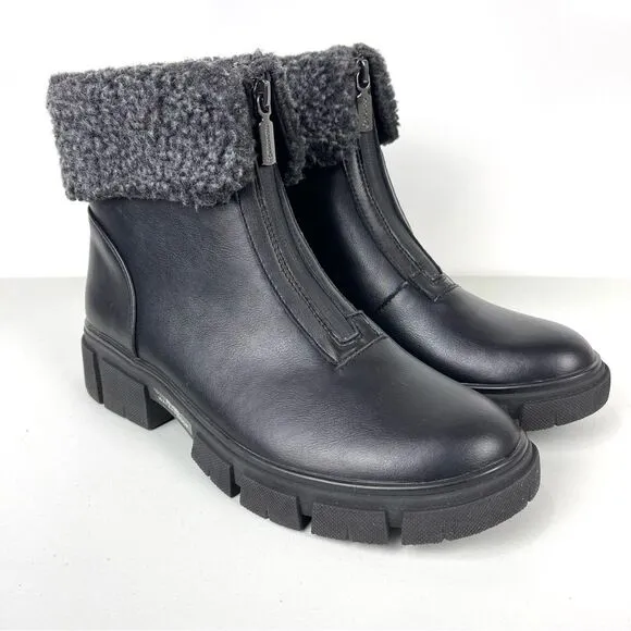 NEW Blondo Plaka Black Leather Winter Boots Lug Sole Waterproof Women's Size 8.5