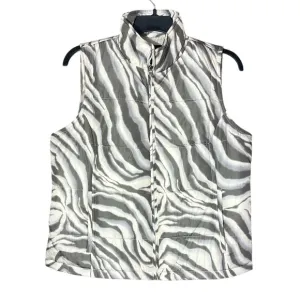 NEW Chaps Women's Puffer Vest Zebra Print Full Zip Sleeveless Jacket Size XLarge