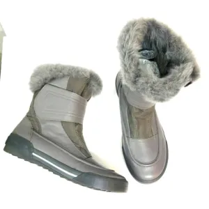 New Clarks Collection grey waterproof leather &amp; fur winter boots