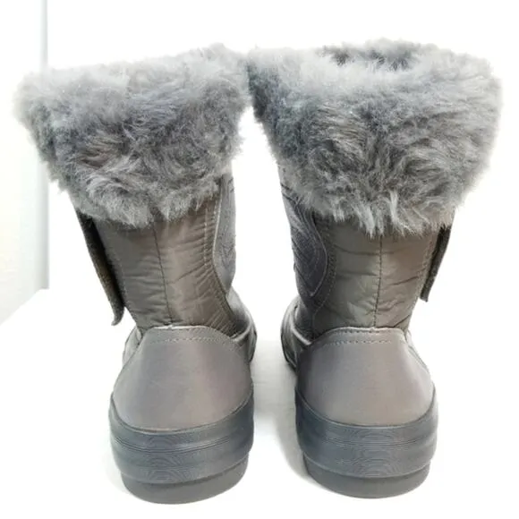 New Clarks Collection grey waterproof leather &amp; fur winter boots