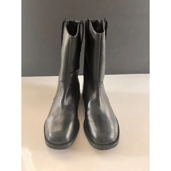 New Free People Black Leather Easton Equestrian Ankle Boots size 8.5