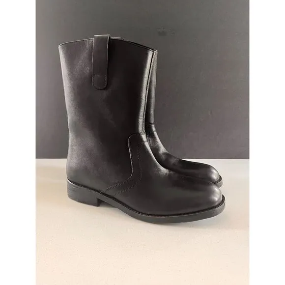 New Free People Black Leather Easton Equestrian Ankle Boots size 8.5