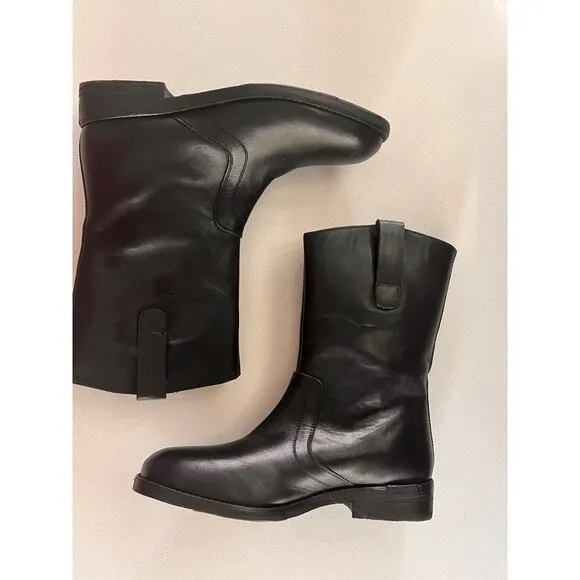New Free People Black Leather Easton Equestrian Ankle Boots size 8.5
