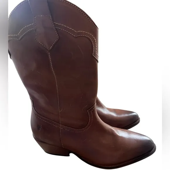 NEW Frye Nataly western cognac leather boots size 8.5