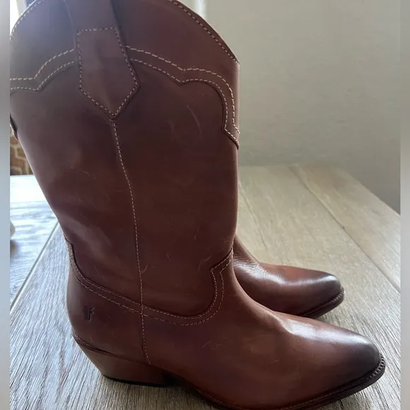 NEW Frye Nataly western cognac leather boots size 8.5