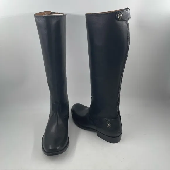 NEW! Frye Women’s Melissa Black Leather Snap w/Zip Back Riding Boots -Size 5.5