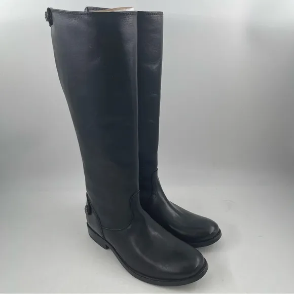 NEW! Frye Women’s Melissa Black Leather Snap w/Zip Back Riding Boots -Size 5.5