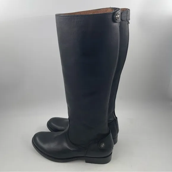 NEW! Frye Women’s Melissa Black Leather Snap w/Zip Back Riding Boots -Size 5.5