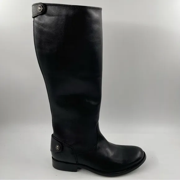 NEW! Frye Women’s Melissa Button Back Zip Black Leather Riding Boots - Size 5.5