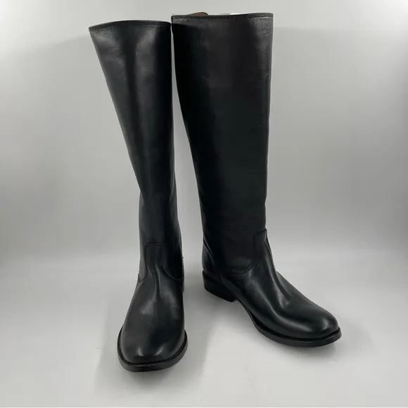 NEW! Frye Women’s Melissa Button Back Zip Black Leather Riding Boots - Size 5.5