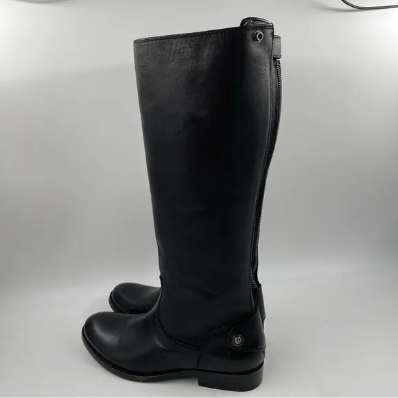 NEW! Frye Women’s Melissa Button Back Zip Black Leather Riding Boots - Size 5.5