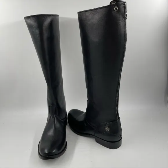 NEW! Frye Women’s Melissa Button Back Zip Black Leather Riding Boots - Size 5.5