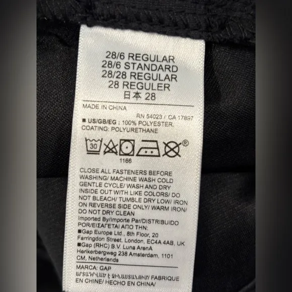 *NEW* Gap Baby boot Mid rise Vegan Pants true black womens size 28/6R