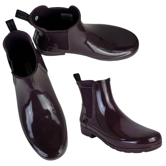 New Hunter original refined chelsea gloss rain boots grape purple winter outdoor