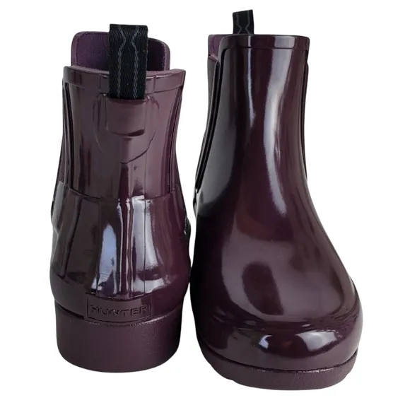 New Hunter original refined chelsea gloss rain boots grape purple winter outdoor