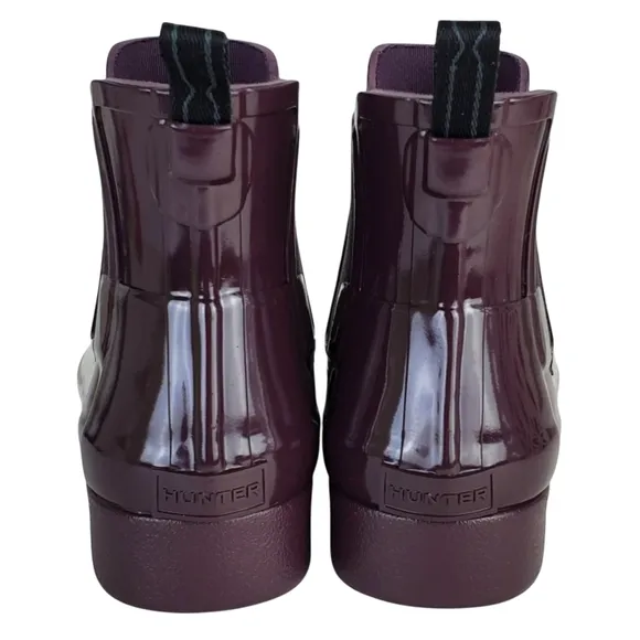 New Hunter original refined chelsea gloss rain boots grape purple winter outdoor