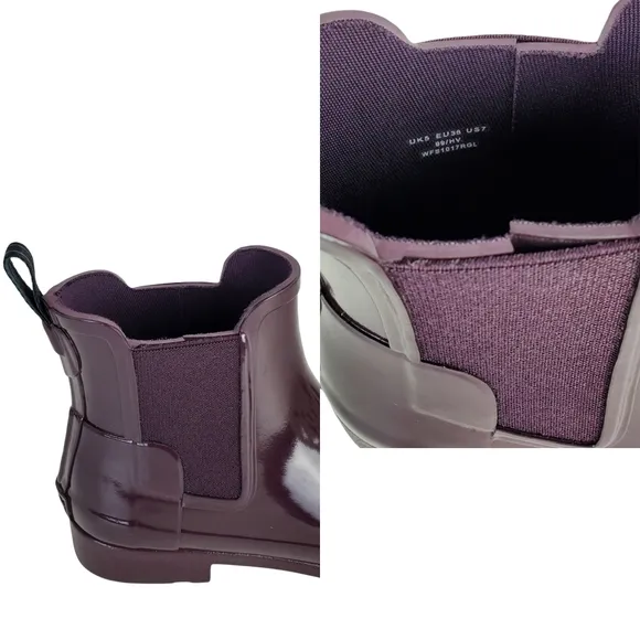 New Hunter original refined chelsea gloss rain boots grape purple winter outdoor