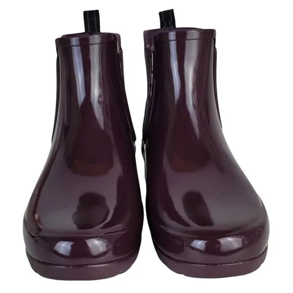 New Hunter original refined chelsea gloss rain boots grape purple winter outdoor