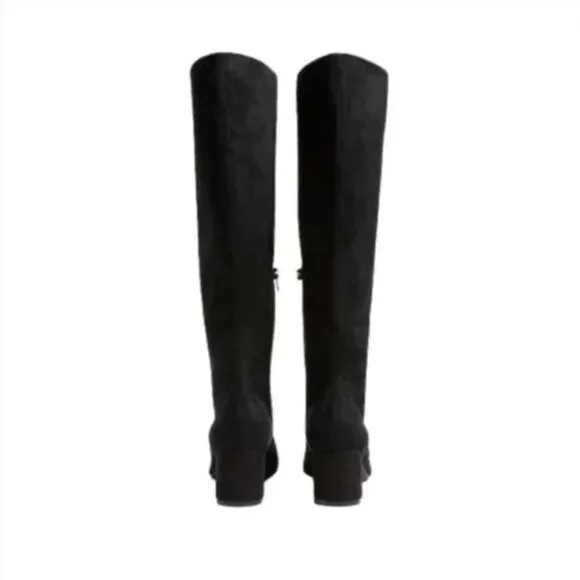 NEW JCREW Over the Knee Boots Womens 7.5 Black Micro Suede Tall Riding NWOB