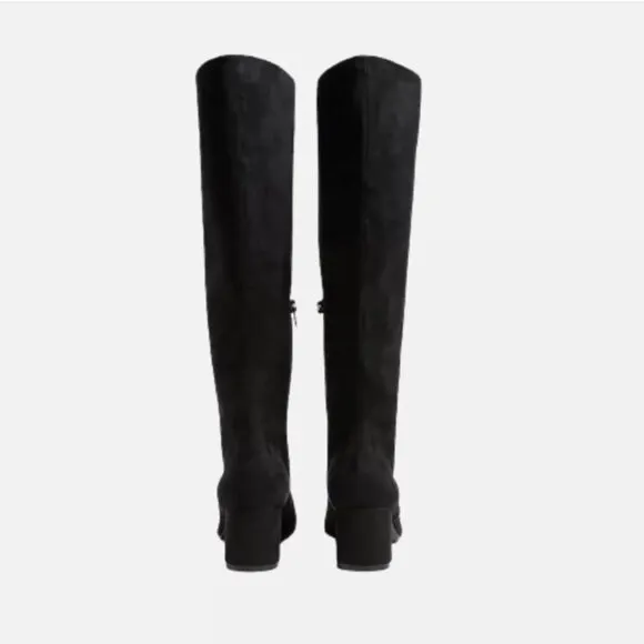 NEW JCREW Over the Knee Boots Womens 7.5 Black Micro Suede Tall Riding NWOB