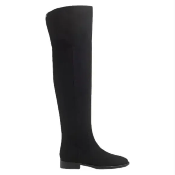 NEW JCREW Over the Knee Boots Womens 7.5 Black Micro Suede Tall Riding NWOB