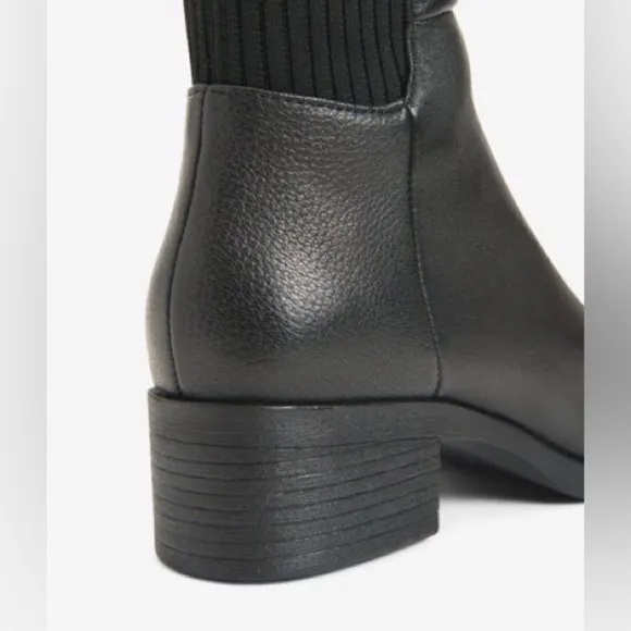 NEW! Kenneth Cole Black Levon Leather &amp; Rib Knit Knee Boot - Size 9
