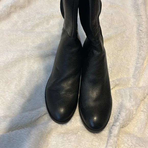 NEW! Kenneth Cole Black Levon Leather &amp; Rib Knit Knee Boot - Size 9