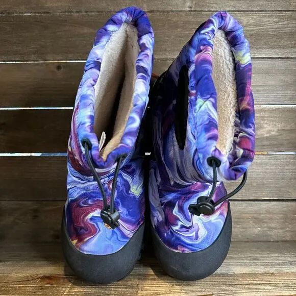 New Kids Bogs B Moc Purple Oil Twist Insulated Winter Ankle Boots Size 6 Y