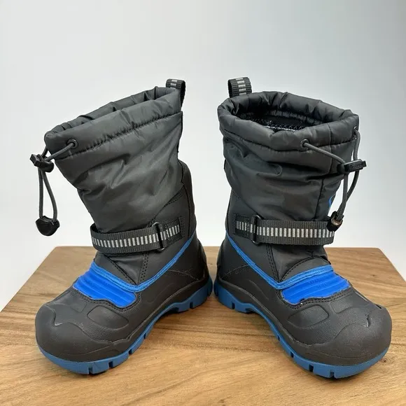 New Little Kids Keen Snow Troll Waterproof Gray/Blue Lined Ankle Boots Size 8 C
