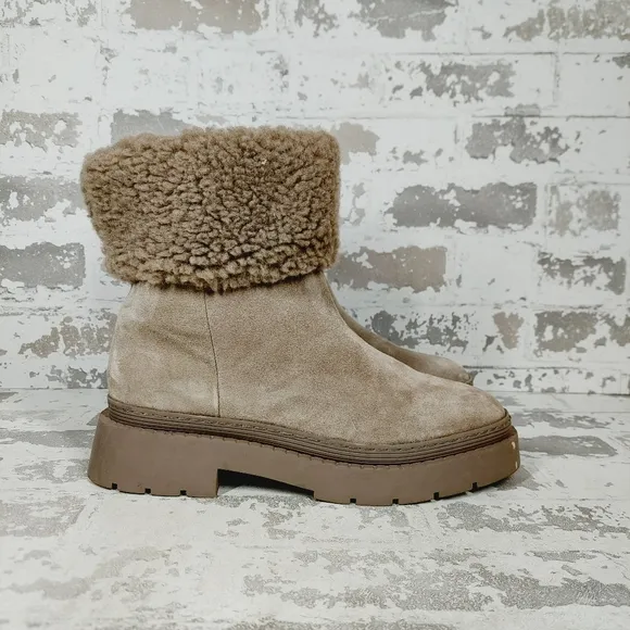 New  Marc Fisher LTD Vina Suede Faux Fur Lined Winter &amp; Snow Boots W68