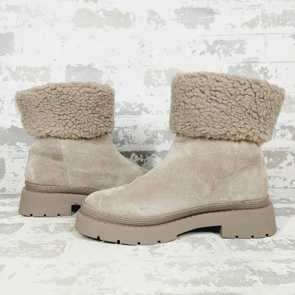New  Marc Fisher LTD Vina Suede Faux Fur Lined Winter &amp; Snow Boots W68