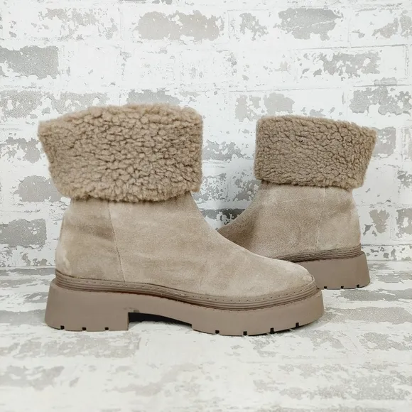 New  Marc Fisher LTD Vina Suede Faux Fur Lined Winter &amp; Snow Boots W68