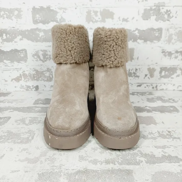 New  Marc Fisher LTD Vina Suede Faux Fur Lined Winter &amp; Snow Boots W68